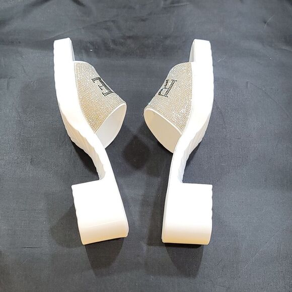 BRAND NEW TRUE RELIGION EMBELLISHMENTS BLOCK HEEL MULE  OPEN GLITTER SANDAL - Picture 12 of 13